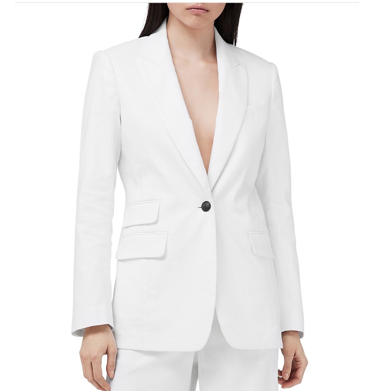 Rag Bone Foster Linen Long Sleeve Blazer White Size 8 Peak Lapel Single Button